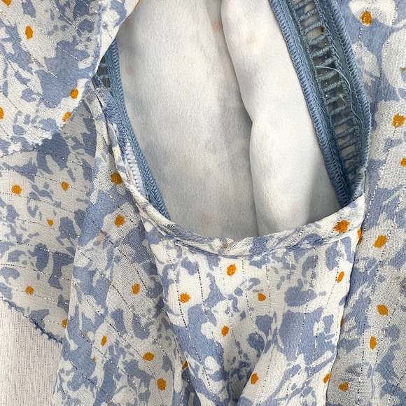 SAYLOR Marina Mini Dress Womens XS Floral Sky Printed Ruffle Ruched Flutter - Picture 14 of 16